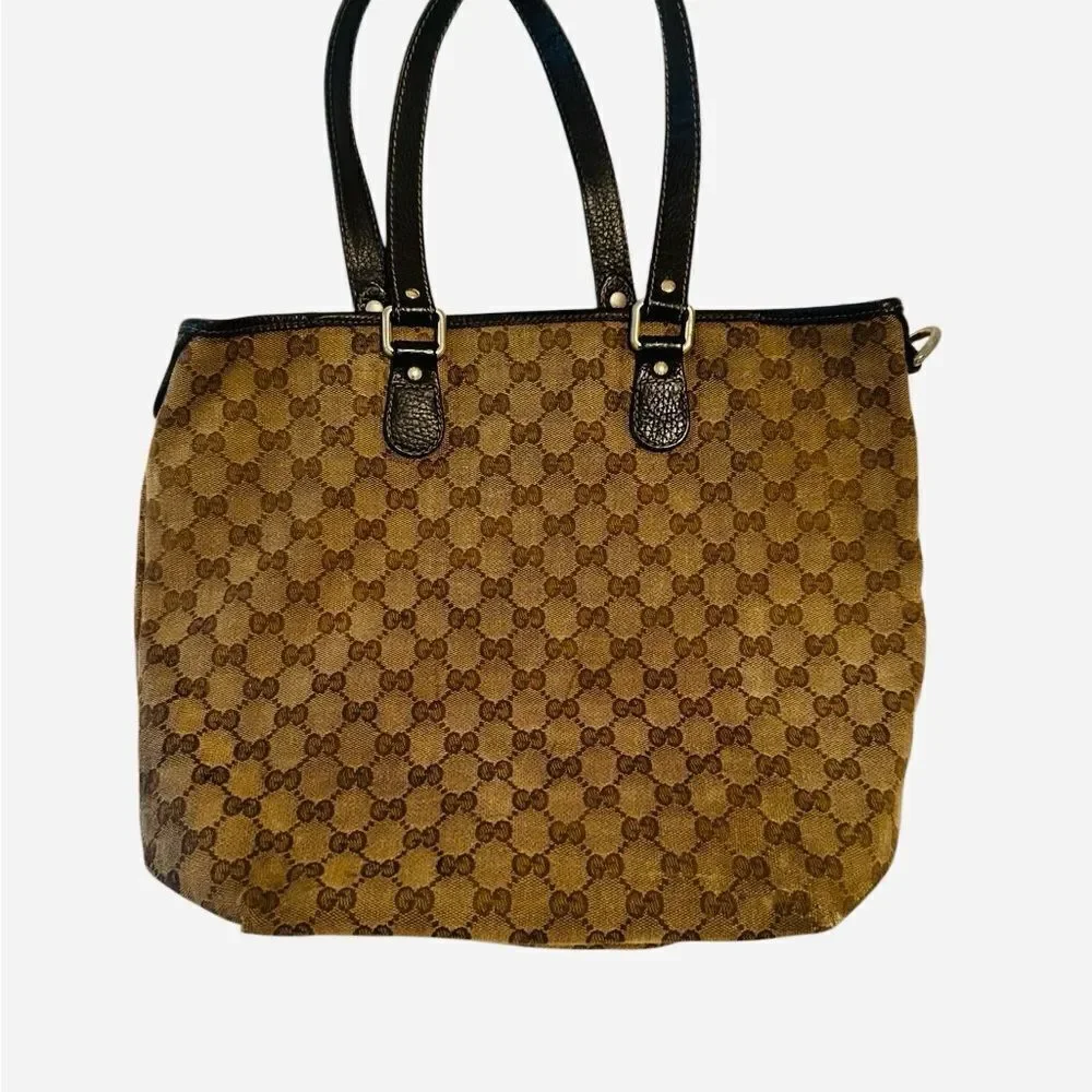Gucci Brown and Black Monogram Tote